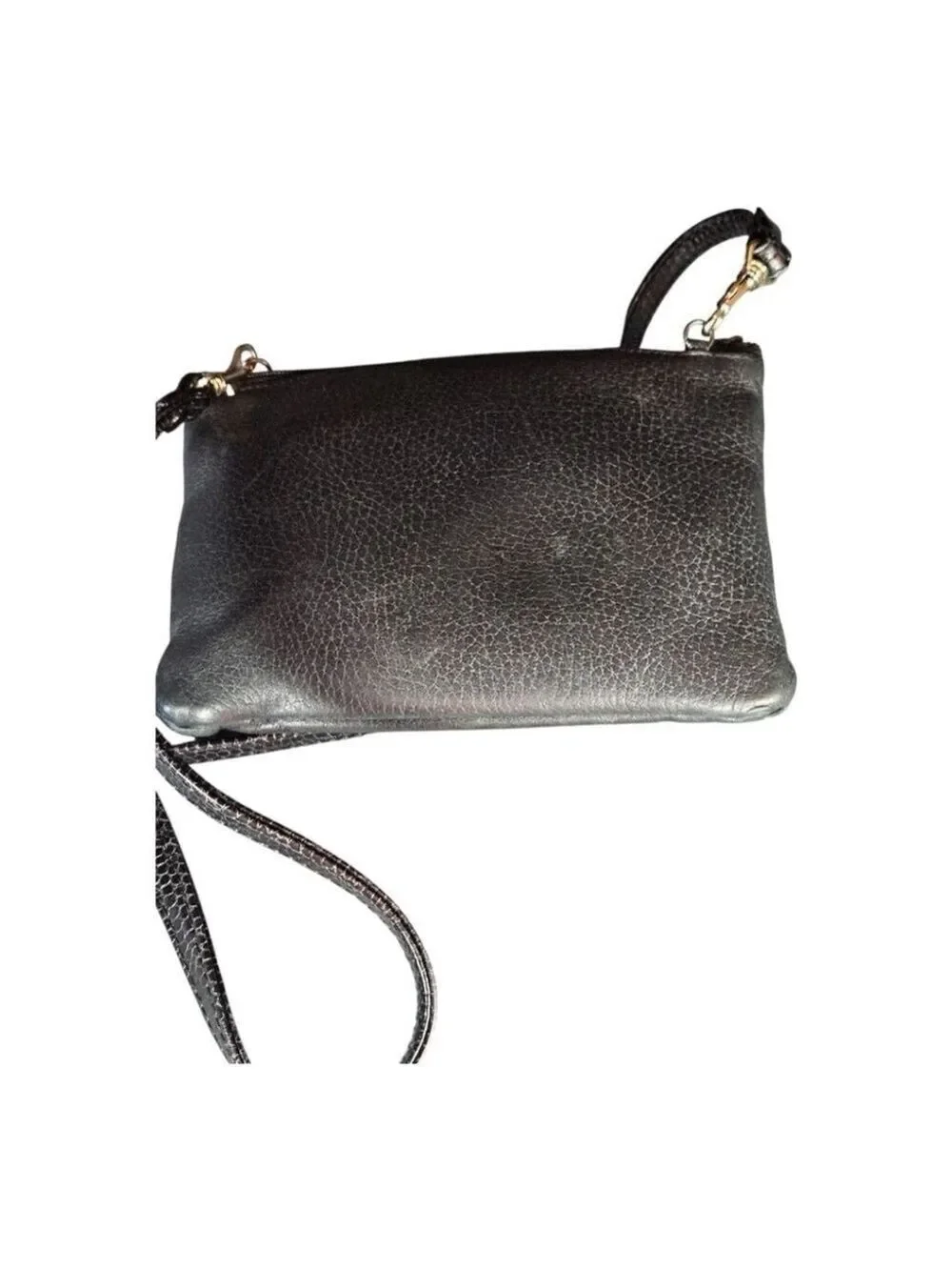 Brighton One Size Black Brown Croc Embossed Leather Crossbody Bag - Picture 13 of 15